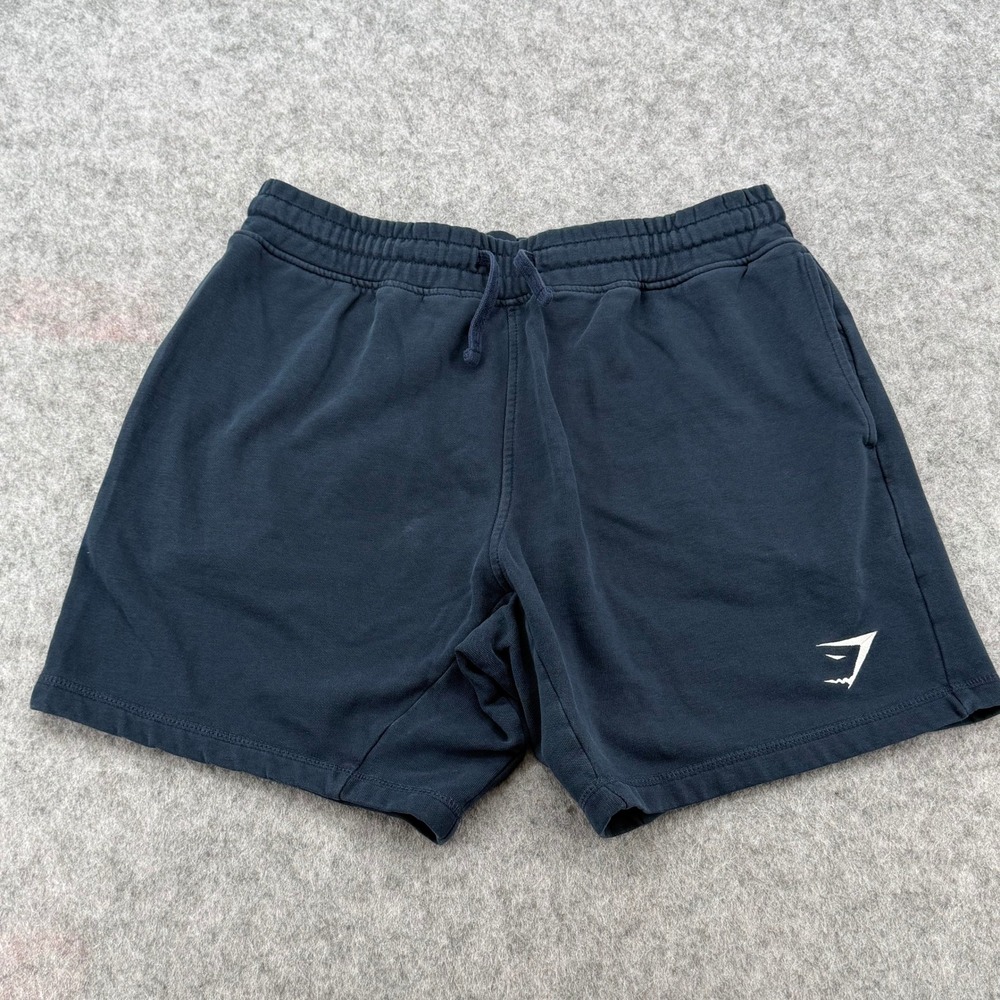 Gymshark Mens Navy Blue Sweat Shorts Size Medium Drawstring Athletic Loungewear